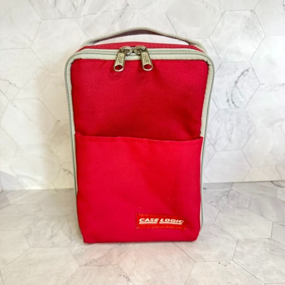 Vintage Case Logic 15 CD Carrier Red Zip Handle Storage Portable Padded